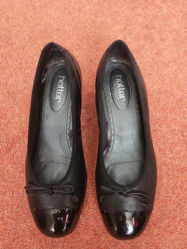 Hotter black leather court - black,